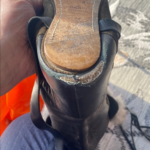 Women's Black Suede Boots with Fur Trim - Picture 6 of 7